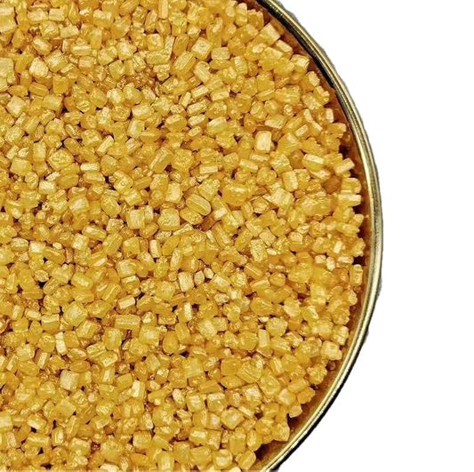 NIPEOR Golden Sugar Sprinkles – 4.6oz (130g) Edible Metallic Crystals for Cake & Cupcake Decorating, Christmas & Holiday Baking, Cookie Candy Sprinkles for Desserts & Ice Cream Toppings (Sugar Crystals - Golden)