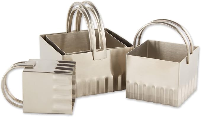 RSVP International Endurance Biscuit Cutters, Rippled Square Set of 4, Stainless