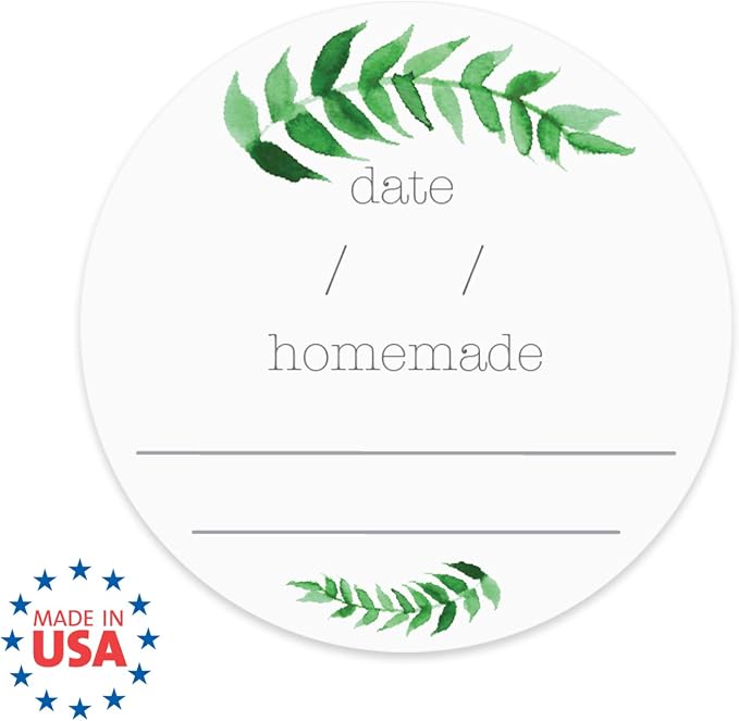 Watercolor Greenery Canning Stickers / 2" Round Jar Labels / 500 Illustrated Foliage Accents Can Sticker Roll/Made in The USA