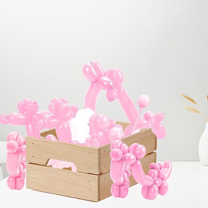 260 Pink Balloons - 50pcs Long Balloons for Arch & Animals Kit