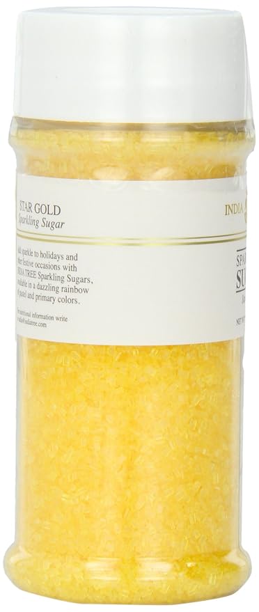 India Tree Gold Sparkling Sugar, 7.5 oz | Vibrant Decorating Sugar for Cakes, Cookies & Holiday Desserts