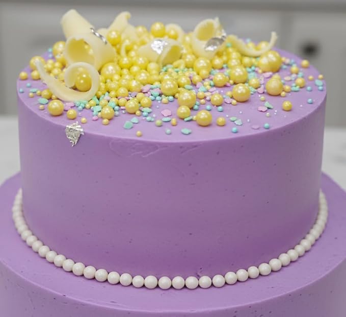 Edible Pearl Sprinkles, Lemon Yellow, 26 Colors Mixed Size | Sugar Pearls, For Cakes, Cupcakes, Cookies, Donuts & Ice Cream, Gluten Free, Food Grade, Wedding & Valentine's Day Decoration