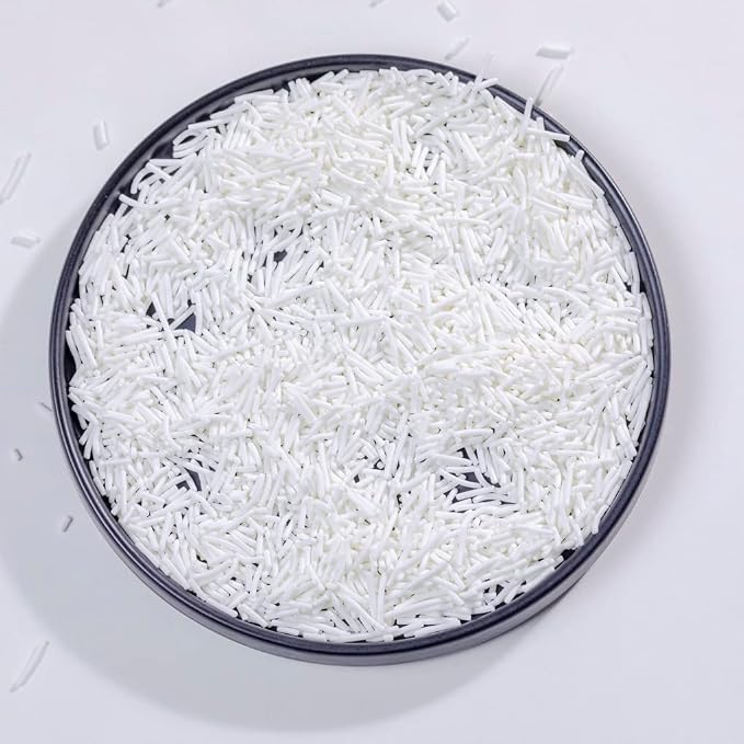 White Jimmies Sprinkles,Cake Dessert Sprinkles,Cookie,Sugar Pearl, Edible Candy Color Cake Sprinkles Gluten-Free Sugar for Baking Cupcake Cake Topper (white)