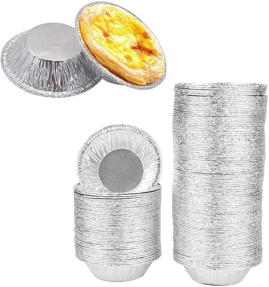 50PCS Silver Mini Pie Tins, Round Tart Pie Foil Pans, Aluminum Foil Tart Pans
