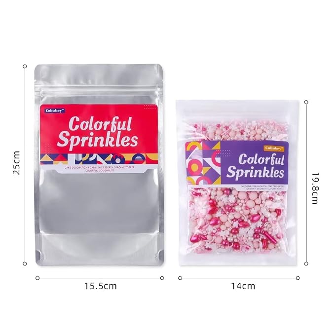 Pink Sprinkles for Cake Decorating 7oz - Snowflake Sprinkles - Metallic Sprinkle Mix for Cookies, Ice Cream, Cupcakes Topper - Rose Gold Sprinkles for Princess Bridal Shower Wedding Party