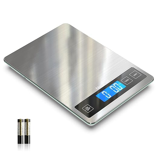 Nicewell Food Scale, 22lb Digital Kitchen Scale Weight Grams and oz for Cooking Baking, 1g/0.1oz Precise Graduation, Stainless Steel and Tempered Glass