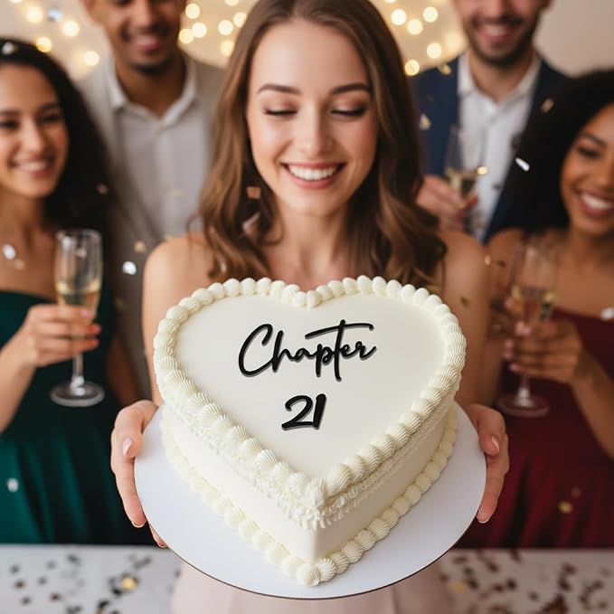 Chapter 21 Cake Topper – Acrylic 21st Birthday Cake Decoration for Girls & Boys, Happy 21st Cake Topper for Party, Modern Coming of Age Birthday Decor (chapter 21)