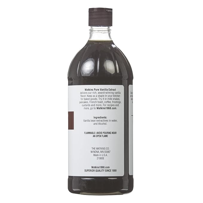 Watkins Pure Vanilla Extract, with Madagascar Vanilla Beans, Non-GMO, Kosher, 32 Fl Oz (Pack of 1)