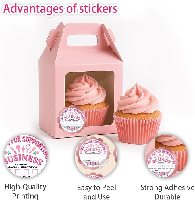 320 Pcs Allergen Warning Stickers, Food Allergy Alert Labels Pink Round Waterproof Labels for Restaurant Kitchen Bakery Businesses, 2 Inch