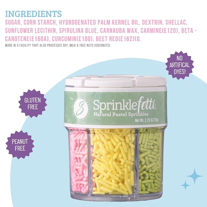 Sweets Indeed Sprinkles 6 Cell Edible Sprinkle Mix Jimmies Perfect for Cake Decorations Baking Ice Cream Cookies Cupcake Topper (Pastel Jimmies)