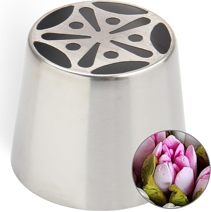 Extra Large Russian Piping Tips - Stainless Steel Flower Nozzles Set for Cake Decorating, Rose & Floral Icing Tips for Cupcakes, Cookies Professional Baking Tools (XXL, Style 5)