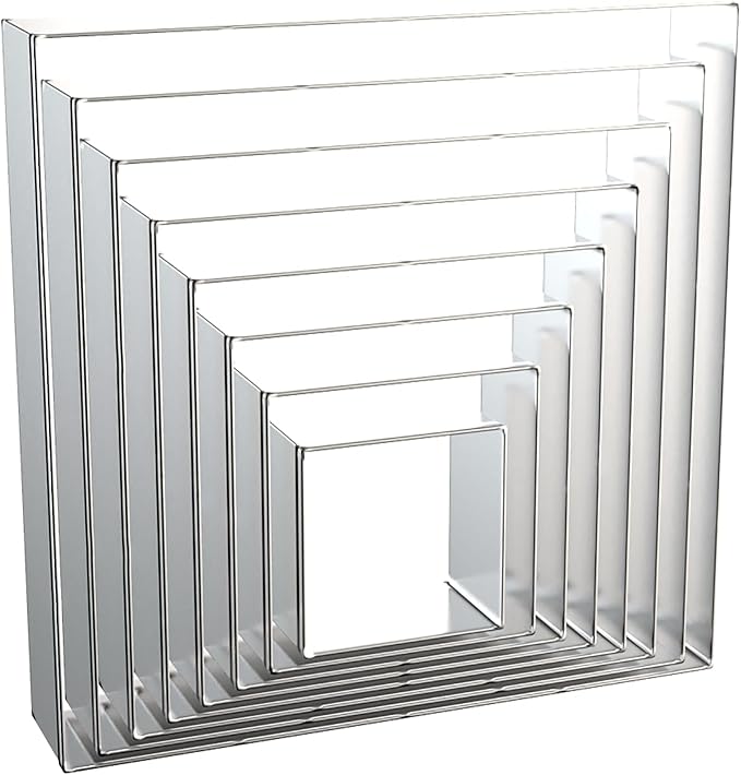 Square Cookie Cutter Set 8-Piece 1.5" to 5" by QAAQS