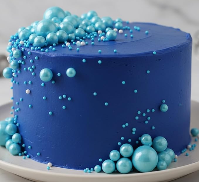 Zali Edible Pearl Sprinkles, Royal Blue, 26 Colors Mixed Size | Cake Decorating, Sugar Pearls for Cakes, Cupcakes, Cookies, Donuts & Ice Cream, Gluten Free, Food Grade