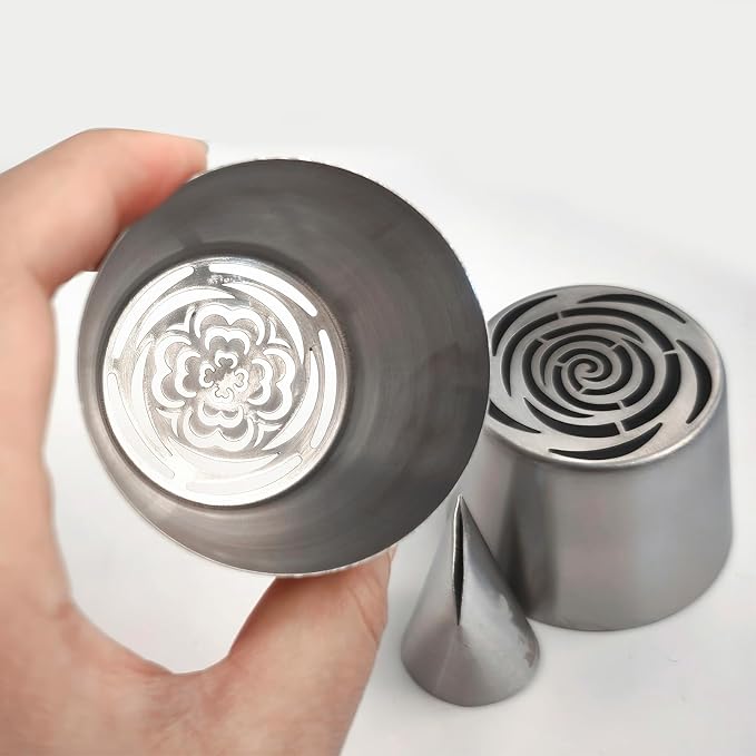 3 Pieces Stainless Steel Extra Large Russian Tulip Icing Tips Kit, Cupcake Dessert Marshmallow Piping Nozzle,2 XXL Russian Flower Tips,1 Medium Petal Tip for Cake Decorations