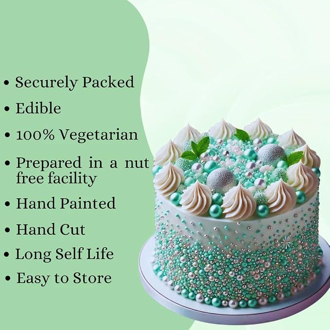 Confect Mint Green & White Cake Sprinkles | Love Disco Balls & Decorative Pearls Mix – Edible Cake Decorations for Baking, Cupcakes, Cookies, and Party Treats | Vegan, Gluten-Free, Nut-Free, Soy-Free, Dairy-Free, Palm Oil-Free- 4.2