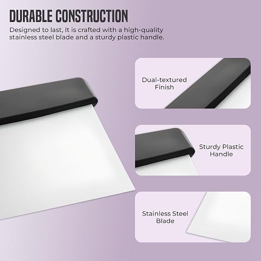 OCS Parts 6-Inch Stainless Steel Dough Cutter and Bench Scraper | Black Handle | Cutter for Pizza Dough, Bread, and Pastry Dough | Multipurpose Kitchen Utensil