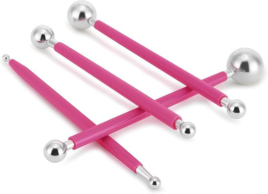 Cake Decorating Metal ball Fondant Pan Flower Clay Sugar Craft Ball Model DIY Tool (Pink)