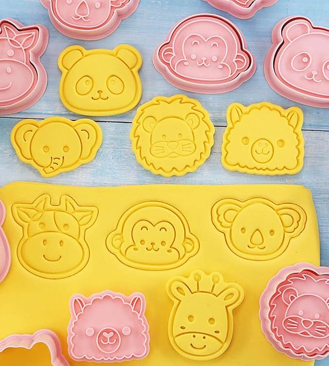 8 Pieces Cute Animals Cookie Cutters Plastic Panda Cookie Stamps Animal Cookie Mould Press Koala Cookie Mould Set Baking Kitchen Tools (Animals B)