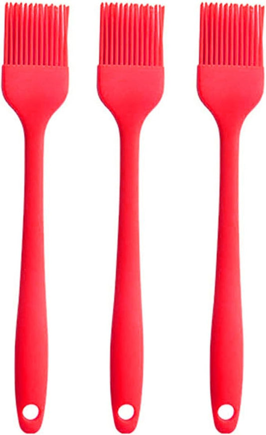 Silicone Oil brush, for BBQ Kitchen Cooking Baking and Grilling (3 PCS,red)