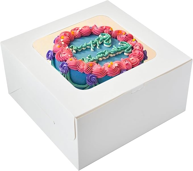 Zzrywuty 10x10x5 Inches Cake Box with Cake Board Set (40Pcs,20Pcs Boxes& 20Pcs Boards) Bakery Boxes Cajas Pasteles for Cake,Pastries,Chocolates,Cookies,Pie