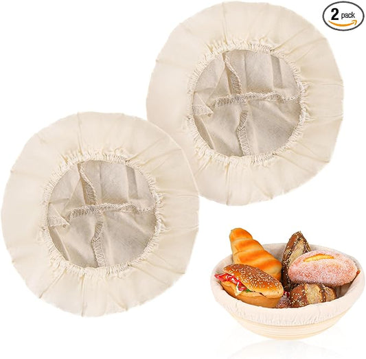 2 Pcs Bread Proofing Basket Cloth Liner Baking Dough Basket Cover Natural Rattan Banneton Proofing Cloth for Bakery Home Baking, about 10 inch