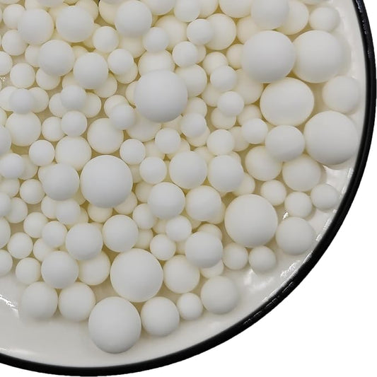 Mixed Edible White Pearl Sugar Sprinkles, 4.23 oz Candy Pearls Ideal for Baking, Cake and Cupcake Toppers, Cookie Decoration, Ice Cream Topping (7,10,14mm)