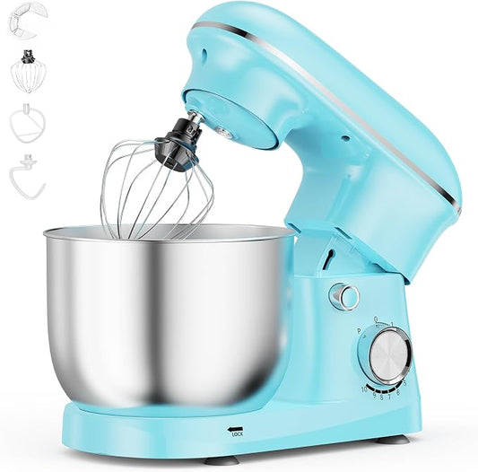 NEWBULIG Stand Mixer, Kitchen Aid Mixers Alternative, 300W 6.3Qt 10-Speed Electric Standing Mixer with Dough Hook, Whisk, Beater & Multi-Cover for Baking, Cakes and Home Cooking Needs