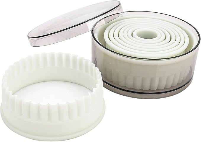 Multi-Shape Nylon Cookie Molds Round Square Star Plastic Geometry Biscuit Cutter Dough Mousse Bread Slicer DIY Bakery Utensils (Fluted Round)