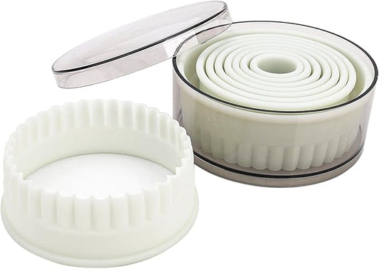 Multi-Shape Nylon Cookie Molds Round Square Star Plastic Geometry Biscuit Cutter Dough Mousse Bread Slicer DIY Bakery Utensils (Fluted Round)