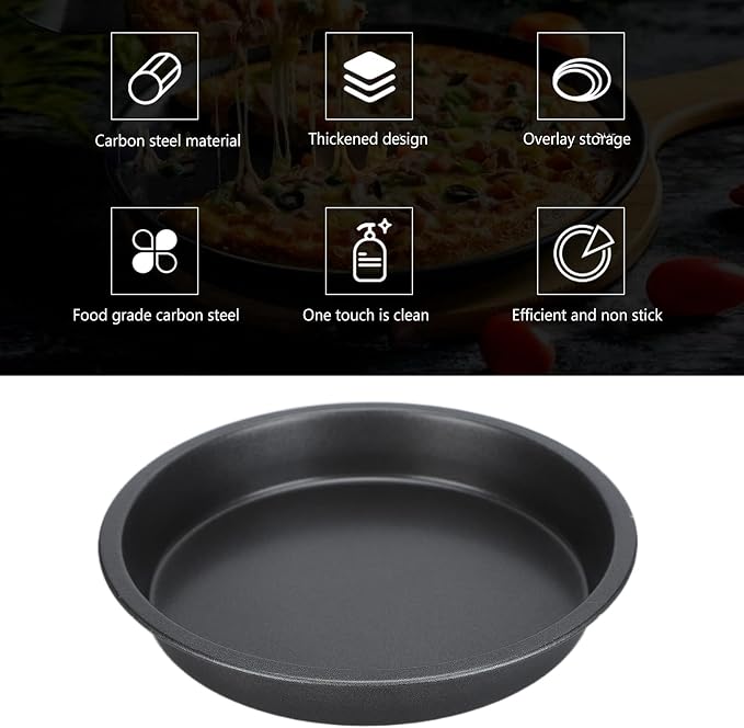 6 inch Pizza Pan Set of 2, Nonstick Carbon Steel Deep Dish Pizza Pan for Oven, Personal Round Baking Tray Bakeware for Home Kitchen Baking Cookie Pie Pizza Cake, Dishwasher Safe (6in)