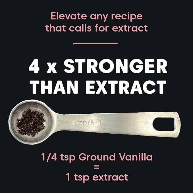 Wilderness Poets, Pure Vanilla Powder - 100% Organic Ground Vanilla Beans - Tahitian Variety, Grade A | Potent, Super Aromatic, Perfect for Chefs, Baking, Ice Cream, Coffee Lattes, Half-Ounce Glass Jar (14 Grams)