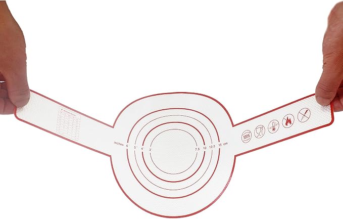 2PCS Non-slip Silicone Pastry Mat and Bread Sling with Measurements Non-Stick & Easy Clean Reusable for Silicone Baking Mat, Counter, Dough Rolling, Oven Liner, Bread Baking Supplies (Red)