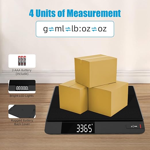 UNIWEIGH Digital Postal Scale with Backlit LCD, 15kg Grams/Oz/Lb/ML, Tare Function, Auto-Off, Large Platform for Mailing, Cooking, and Small Packages