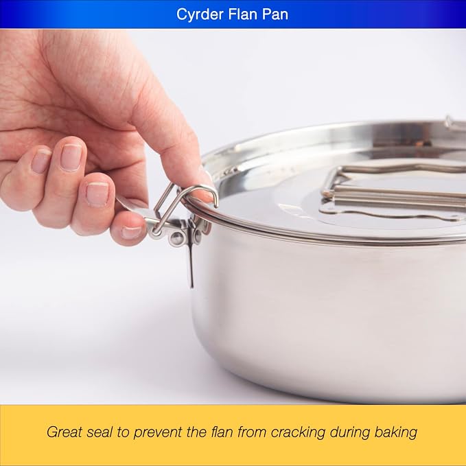 18/10 Stainless Steel Flan Pan, 80 oz Flanera Mold Cooker for Baking | Compatible with Instant Pot 6 8 10qt, Custard Pan, Flan dish with lid, Tart pan, Round fluted dish, oven safe