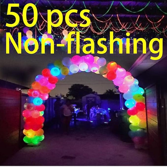 50 LED Light Up Balloons Mixed Color Non-Flashing Lasts 24 Hours Birthday Wedding Camping Glow Bachelor Christmas Housewarming Baby Shower Graduation Party Easter Halloween Valentine's Day Decorations