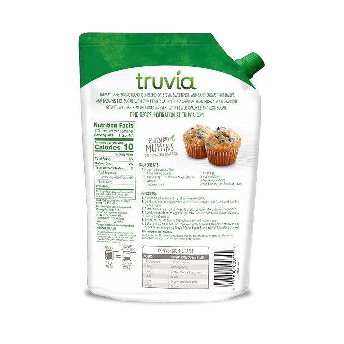 Truvia Cane Sugar Blend, Mix of Natural Stevia Sweetener and Cane Sugar, 24 oz Bag (Pack of 4)