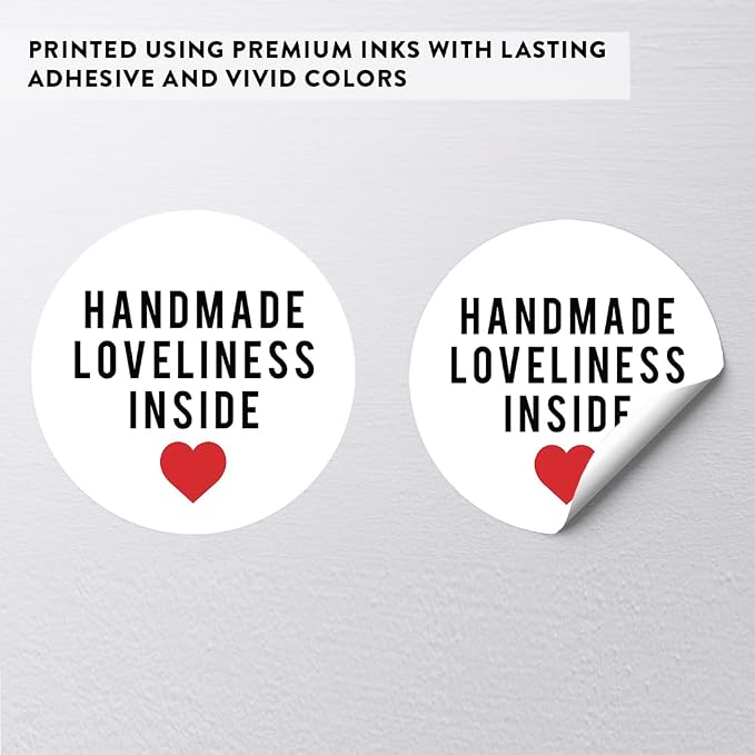 Andaz Press Round Small Business Sticker Labels, 120-Pack, Handmade Loveliness Inside, Handmade Stickers for Packaging, Product Labels for Small Business, Business Thank You Stickers