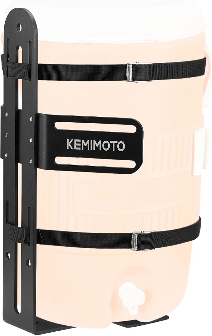KEMIMOTO 5 Gallon Water Cooler Holder, Steel Trailer Rack for Buckets – Compatible with Trailers, Trucks, UTVs, Mowers, RVs – Ideal for Landscaping, Worksites, Traveling, Camps (Cooler Not Included)