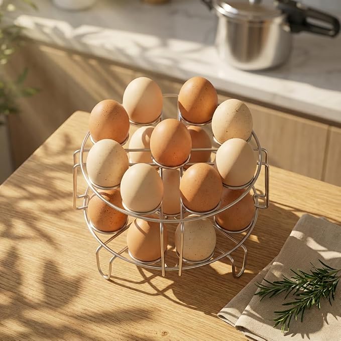 GSlife Egg Steamer Rack - Steel Trivet for Instant Pot Cooker, 2 Packs | Stackable 18 Egg Capacity, Steel Support for Pressure Cooker Meals, Deviled Eggs, Meal Prep, Steaming and Kitchen Daily Use