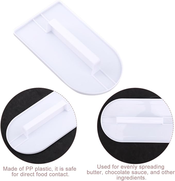 2pcs Fondant Smoother Tool, Professional Cake Scraper Smoother Plastic Icing Smoothing Paddle for Cake Decorating Sculpting Baking & Sugar Craft (White)
