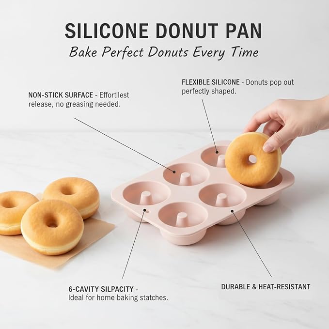 Silicone Donut Pan, 6-Cavity Baking Tray for Oven (1 PC)