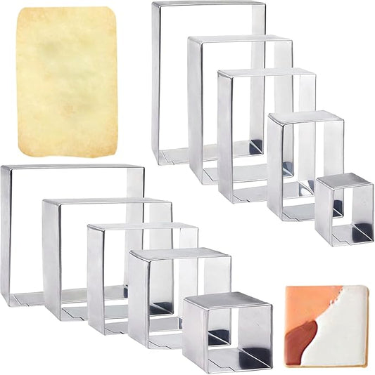 10PCS Rectangle Cookie Cutter Square Cookie Mold Stainless Steel Rectangle Biscuit Molds Square Pastry Molds Fondant Cake Cookie Cutter Set 1 Inch Depth