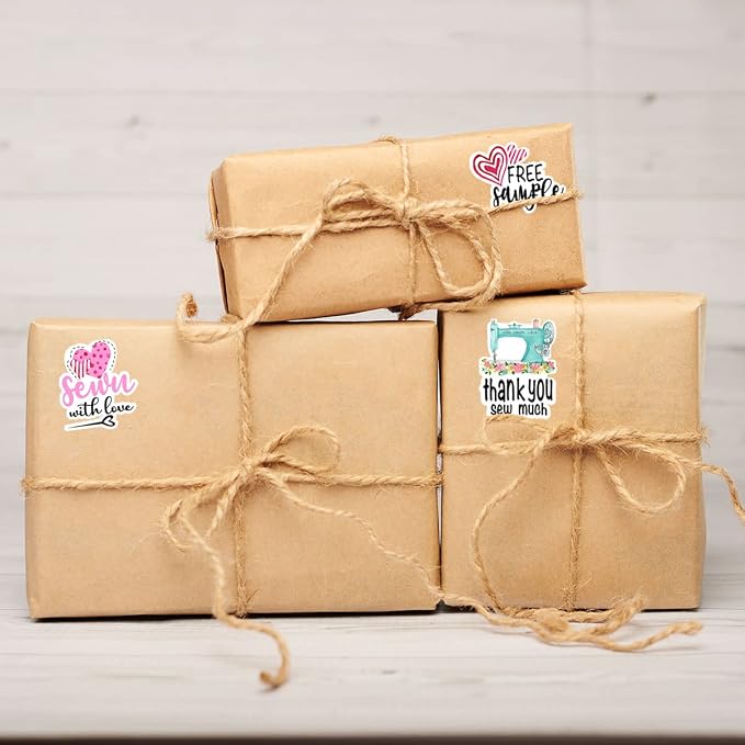 Wailozco Sewing Stickers,Thank You Sew Much Sticker for Sewing Business 500 Labels Per Roll