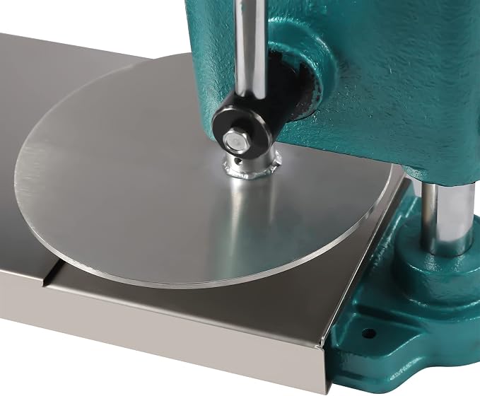 Manual Pizza Dough Press Machine，Pizza Pastry Press Machine w/Dual Plates， Household Dough Pastry Press Machine w/Cast Iron Base，Stainless-Steel Pizza Press w/ 0.2" Thick Disc .(7.9/9.5in) (7.9in)