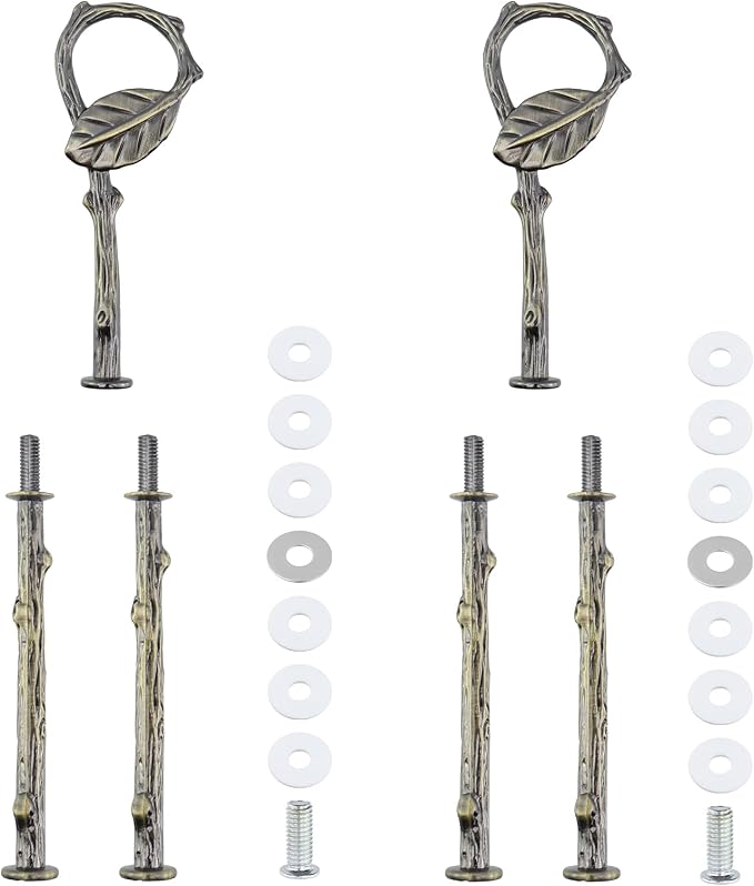 2 PCS 3 Tier Leaf Cake Stand Centre Handle Fittings (Bronze) | Vintage Cupcake Dessert Plate Hardware Fitting Holder Rod with Screws for DIY Making Tea Party Wedding Decoration