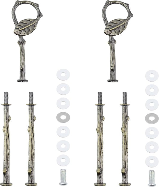 2 PCS 3 Tier Leaf Cake Stand Centre Handle Fittings (Bronze) | Vintage Cupcake Dessert Plate Hardware Fitting Holder Rod with Screws for DIY Making Tea Party Wedding Decoration