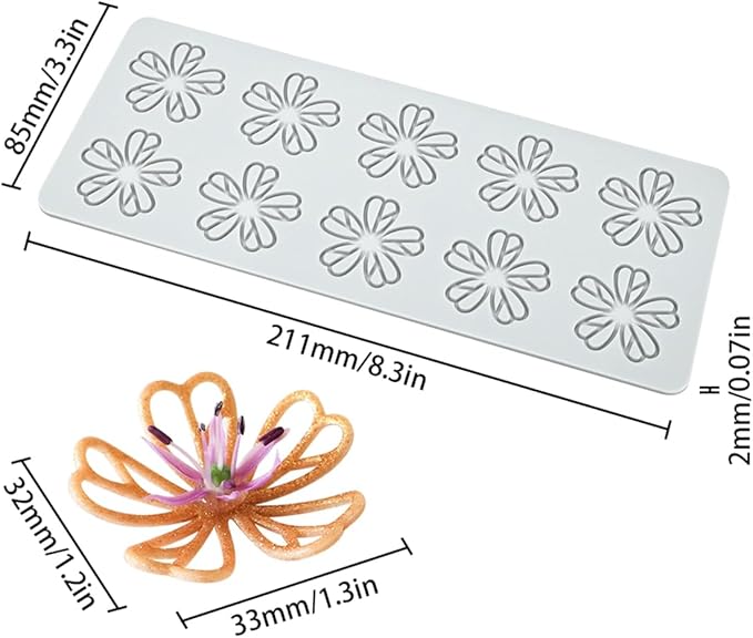 mostsom Silicone Five-Leaf Shape Fondant Molds Chocolate Mould for Cake Pastry Decor Baking Gumpastes Moulds Decoration Sugar Lace Mat (H_ Five-Leaf)