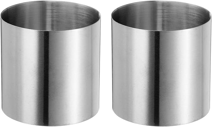 HARFINGTON 2PCS Round Cake Ring 2 x 2 Inch Seamless Stainless Steel Pastry Mousse Dessert Ring Mirror Coating for Baking Cooking Making Tool