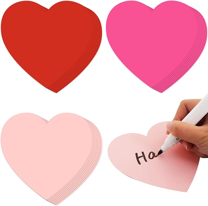 Vuzvuv 90Pcs Paper Heart Cutouts for Bulletin Board Decorations,Heart Cut Outs for School Wall Decor,Classroom Decorations(Pink)