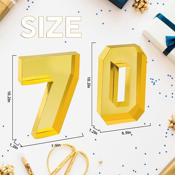 Cardboard Number for Charcuterie 70 Set Fillable Tray 10.2'' Gold Charcuterie Paper Box for 70th Birthday Anniversary Party Decorations Chocolate Candy Cupcake Container